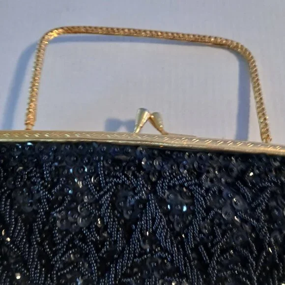 Richere Vintage Women's Black Beaded Evening Bag - Picture 3 of 7